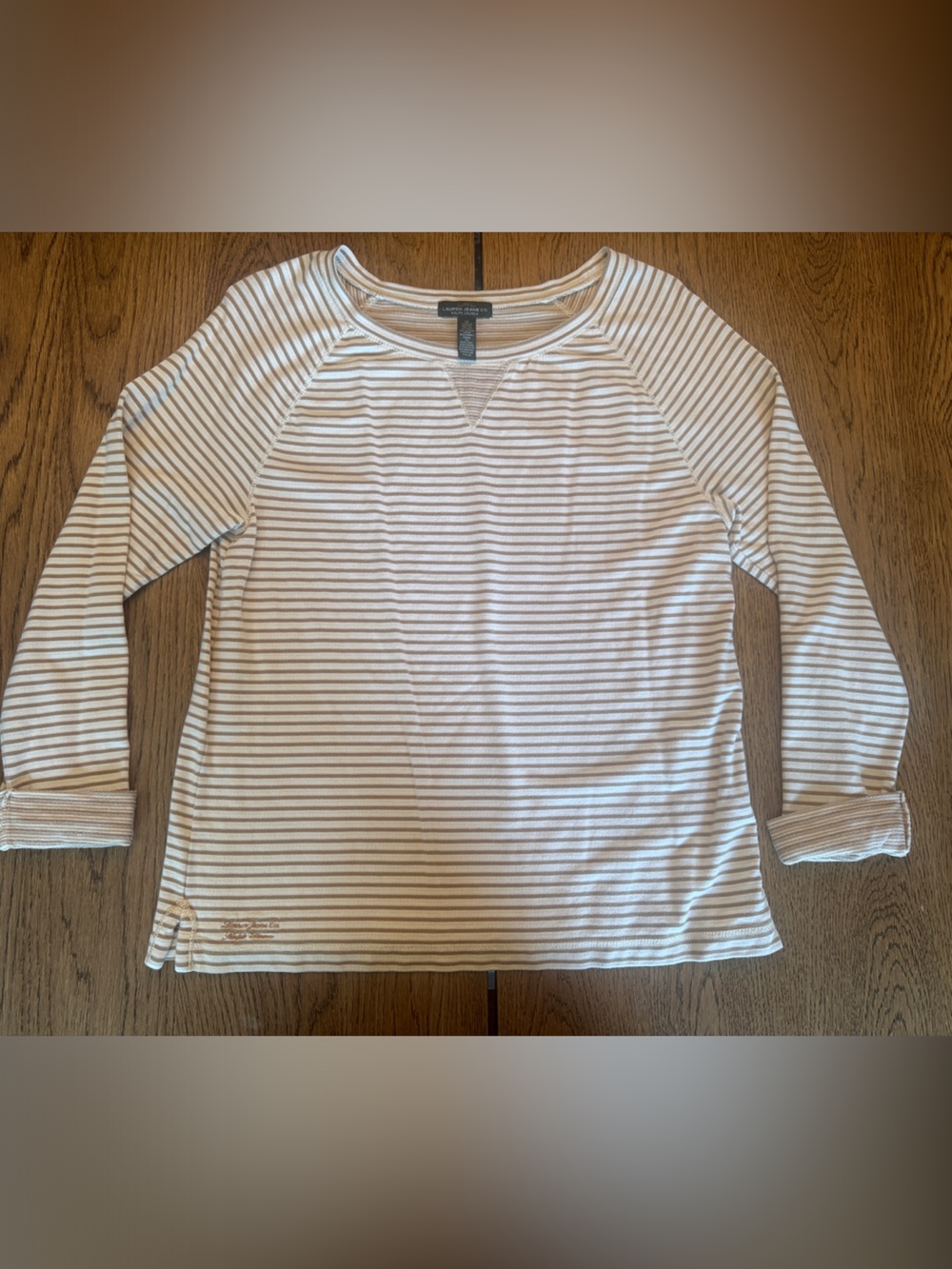 Lauren Ralph Lauren Striped Long Sleeve Top - Cream & Brown